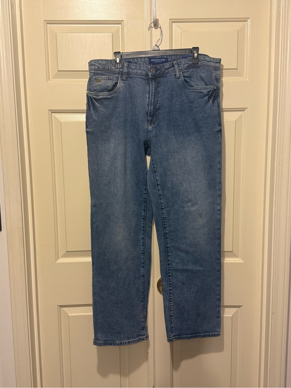 Scotch & Soda Men's Straight Jeans in Medium Blue Wash